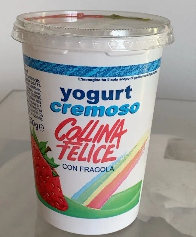 Yogurt intero con fragola in pezzi