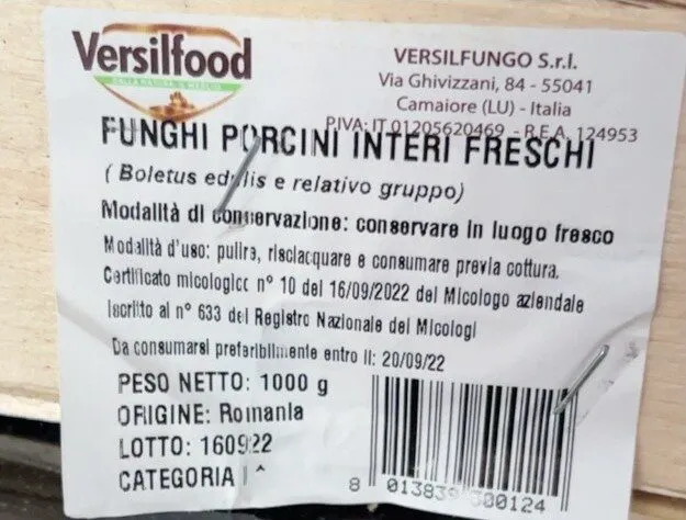 Funghi porcini interi freschi