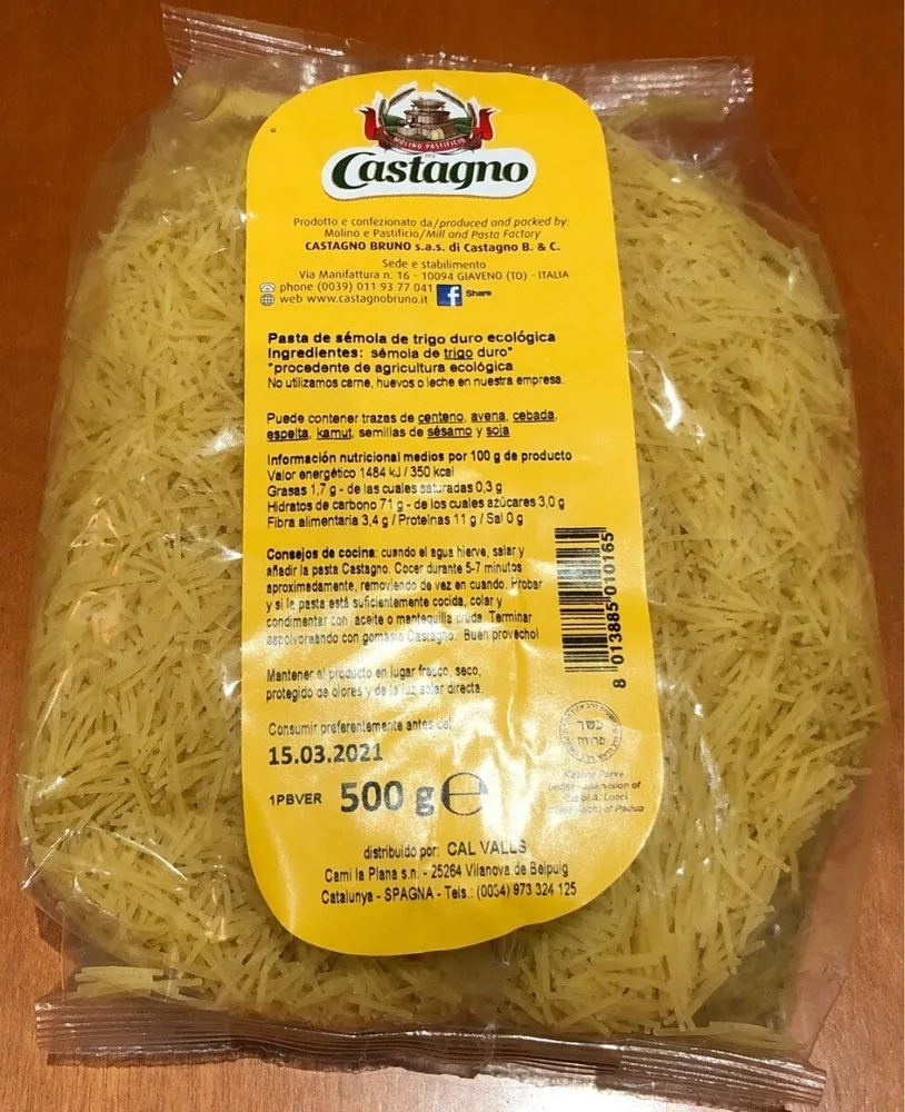 Fideo Trigo Blanco Bio 500 G Castagno