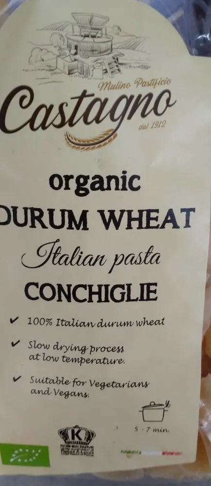 Organic drum wheat conchiglie