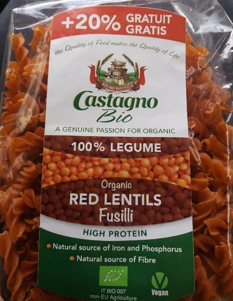 Castagno bio (red lentils fusilli)