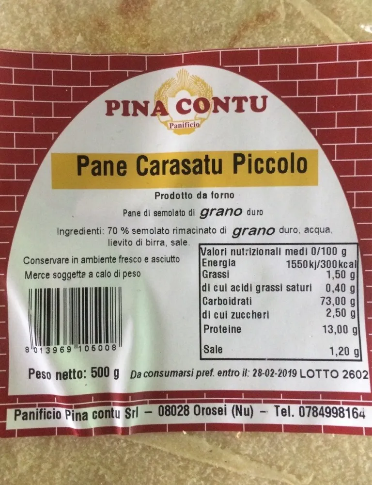 Pane carasatu piccolo