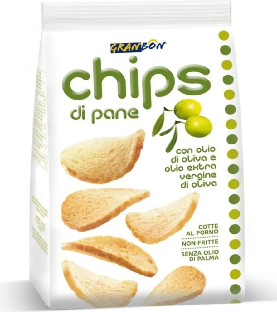 Chips di pane con olio di oliva e olio extravergine di oliva