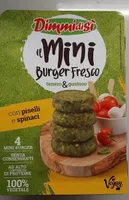 il mini burger fresco con piselli e spinaci