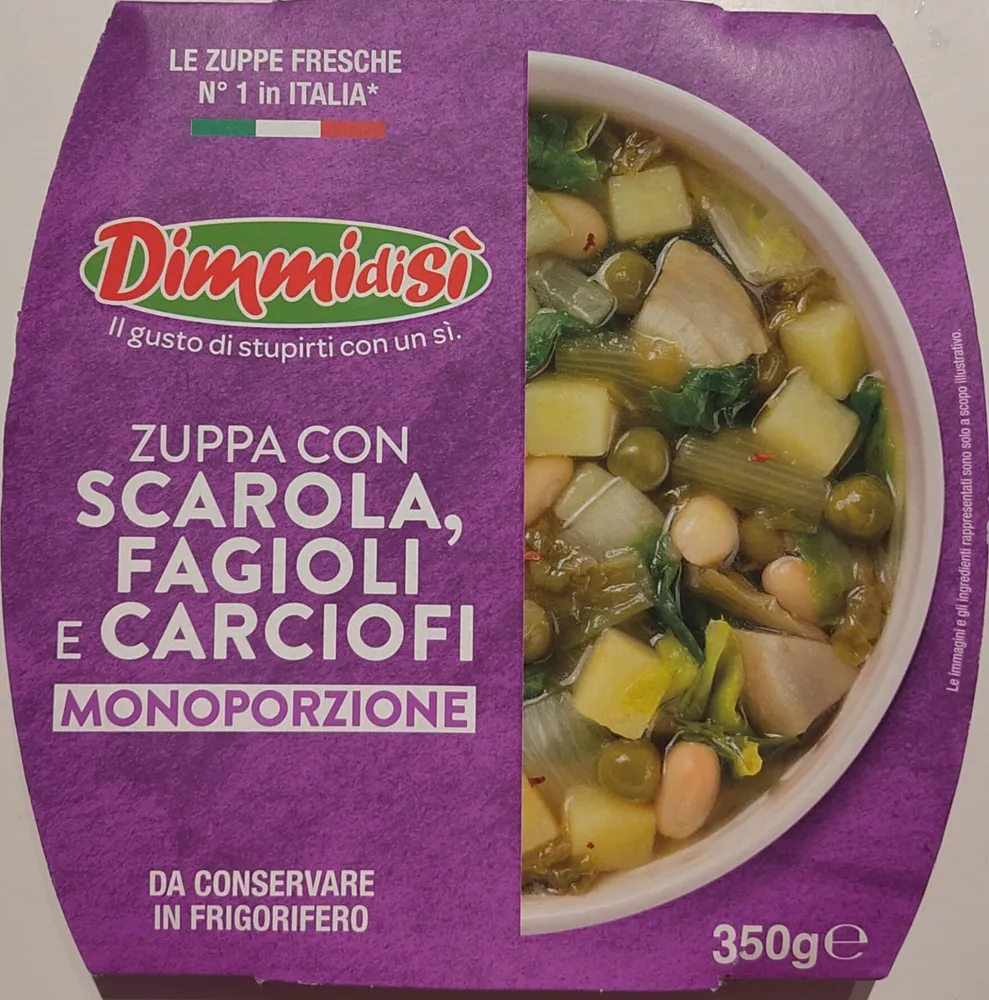Zuppa con scarola, fagioli e carciofi