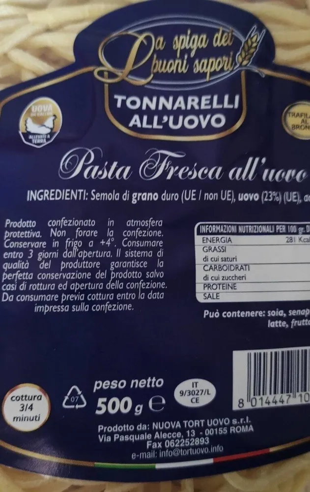 Tonnarelli all'uovo