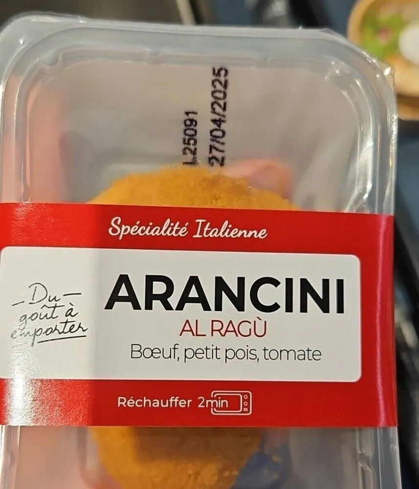 Arancini al ragù bœuf, petit pois, tomate