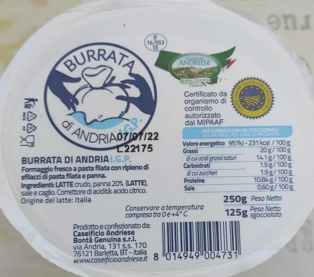 Burrata di Andria IGP