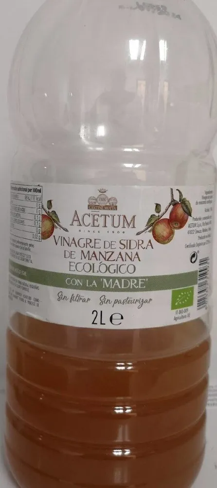 Vinagre de sidra de manzana ecologico con la madre