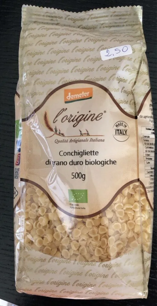 Conchigliette di grano duro biologiche
