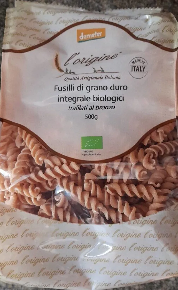 Fusilli di grano duro integrale biologici