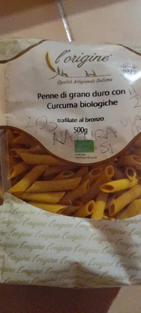 Penne di grano duro con curcuma biologiche
