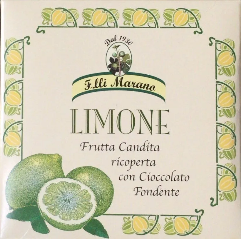 Limone candito ricoperto con cioccolato fondente