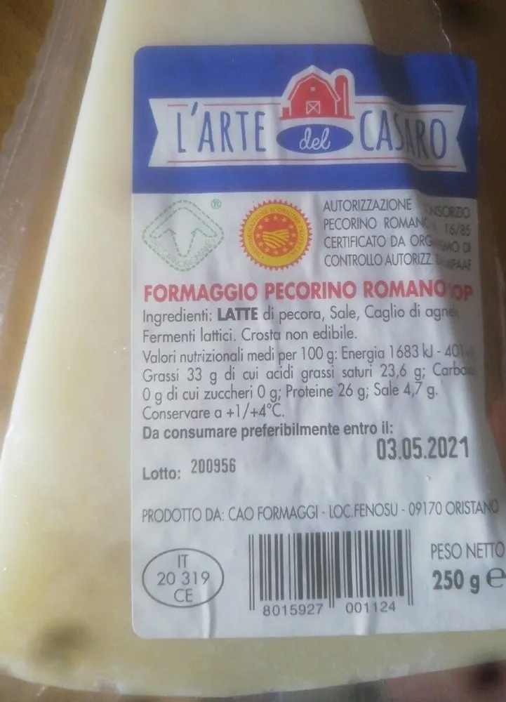 Formaggio Pecorino Romano DOP