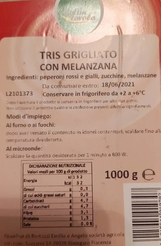 Tris grigliato con melanzane