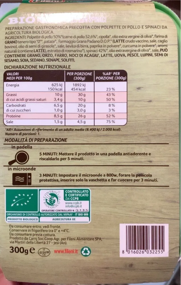 Polpette pollo e spinaci