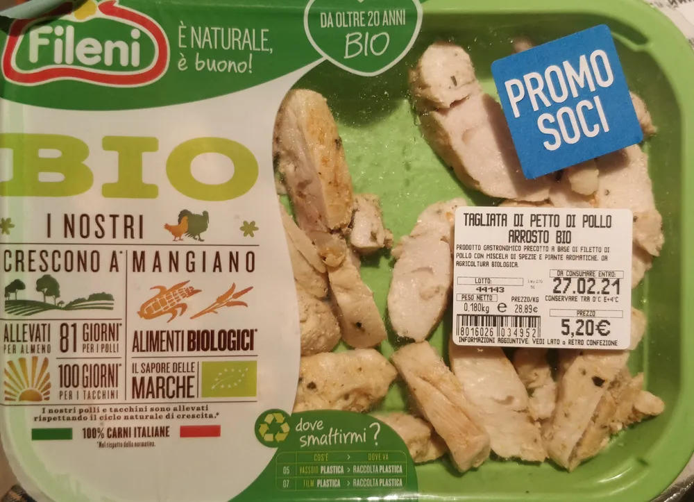 tagliata di petto di pollo arrosto bio