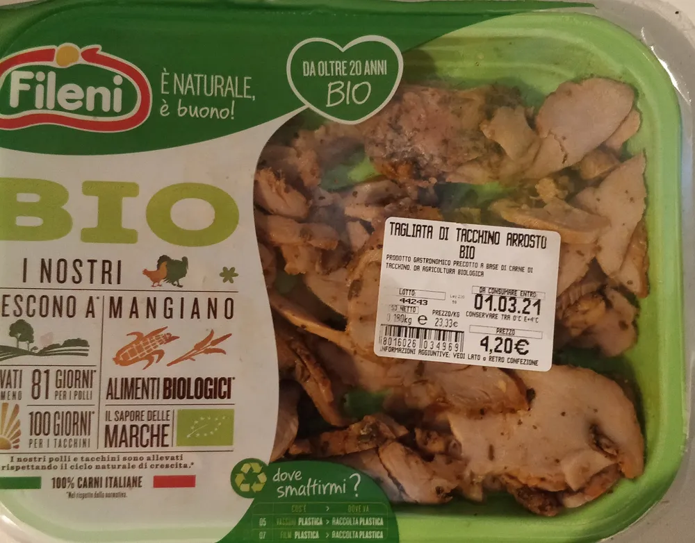 tagliata di tacchino arrosto bio