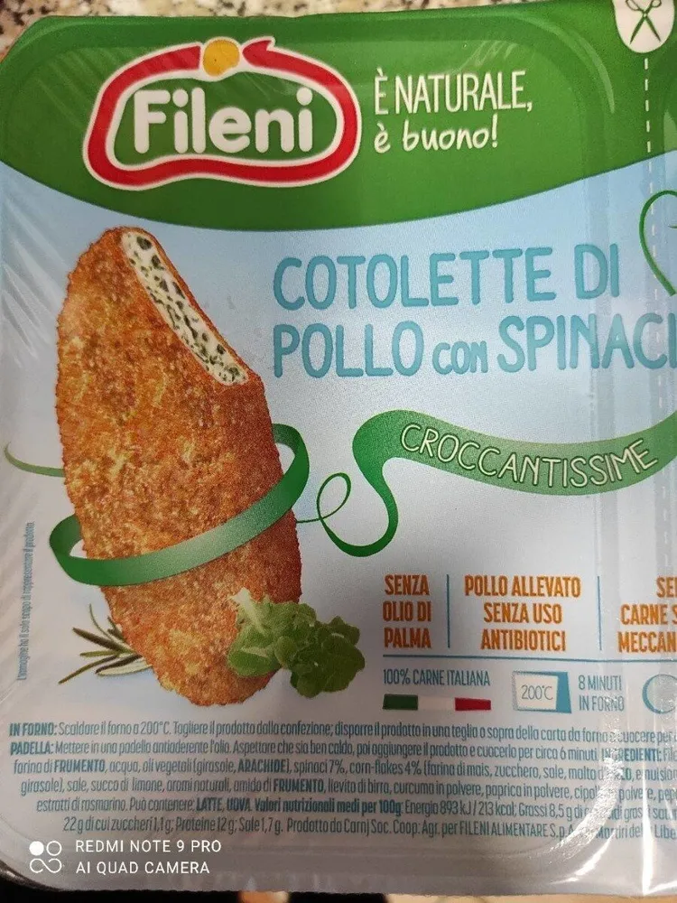 Cotolette di pollo con spinaci