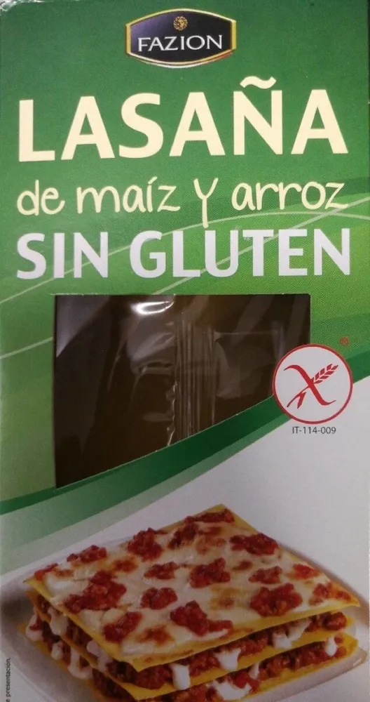 Lasaña de maíz y arroz sin gluten
