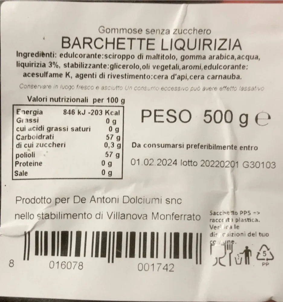 Barchette di liquirizia