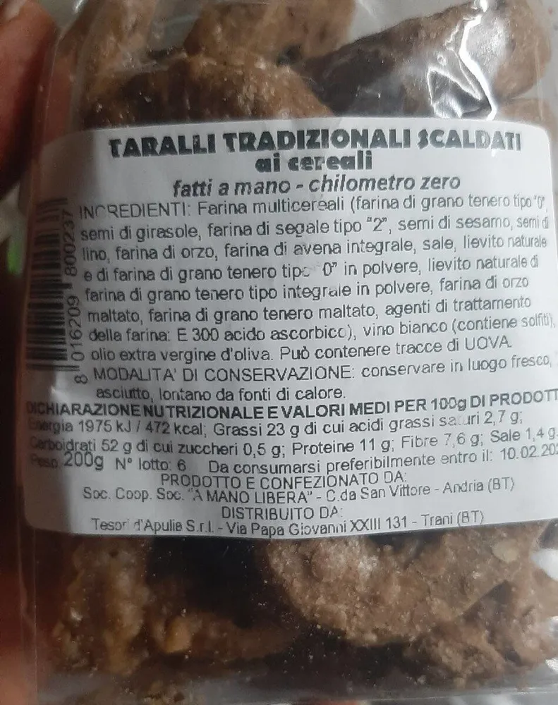 Taralli tradizionali scaldati ai cereali