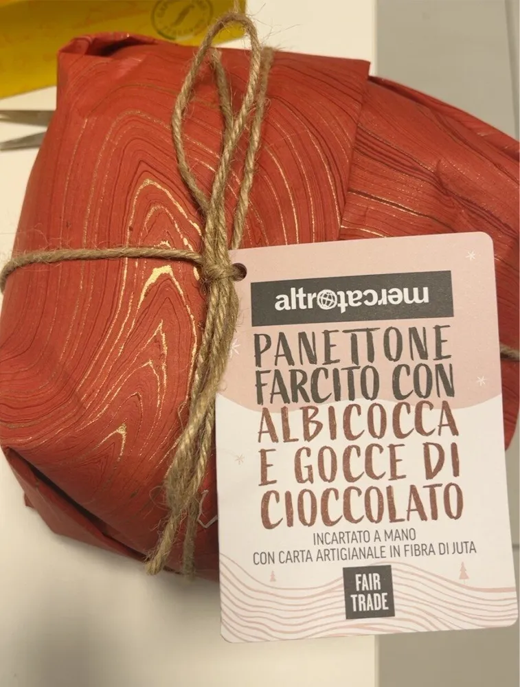 Panettone farcito con albicocca e cioccolato