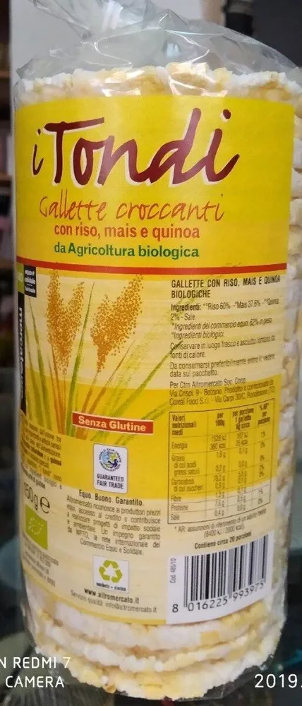 Torta biografía de arroz inflado con maíz y quinoa