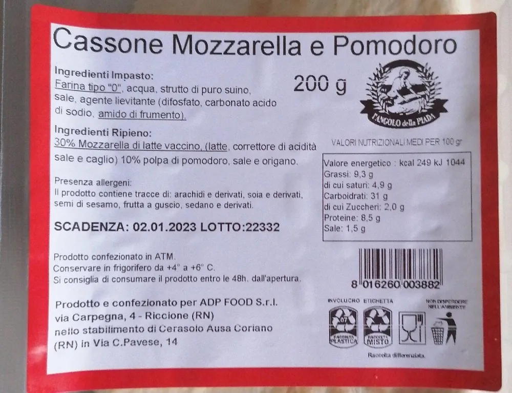 Cassone mozzarella pomodoro