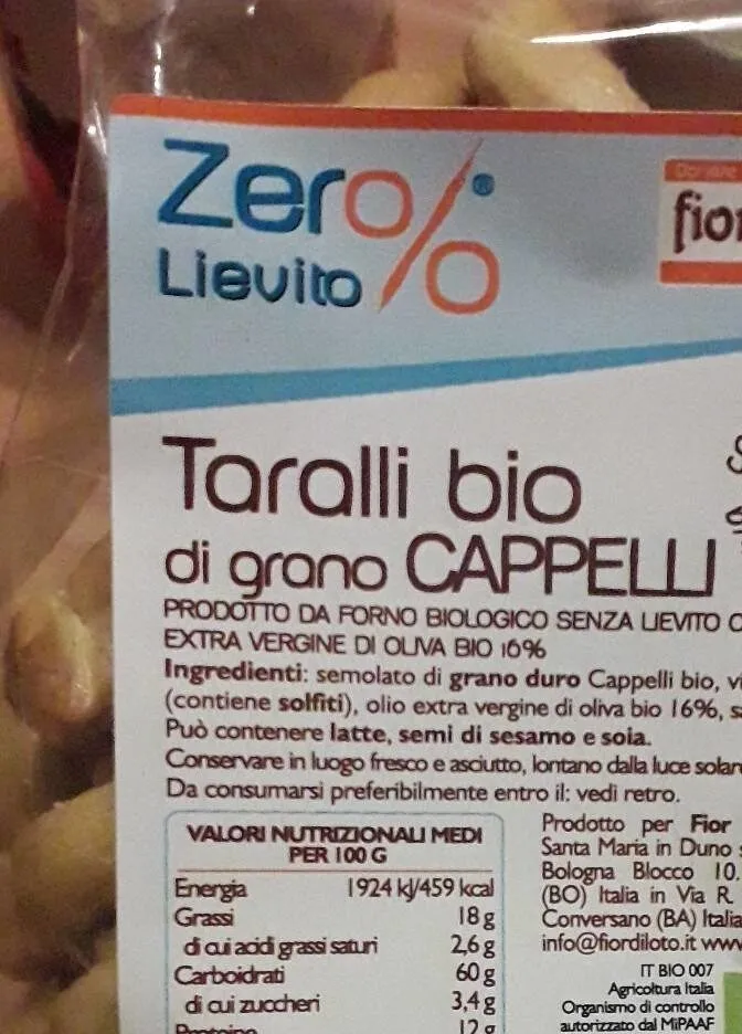 Taralli bio di grano cappelli