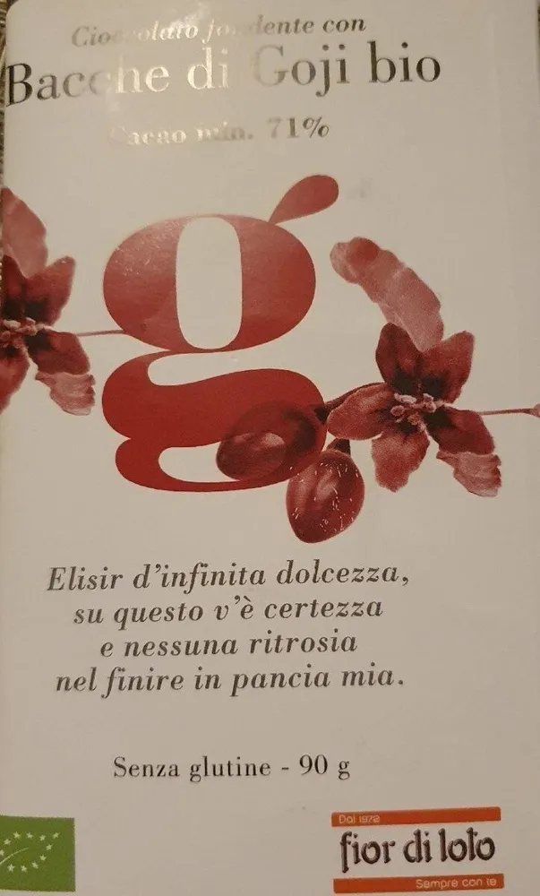Cioccolato fondente con bacche di goji 71%