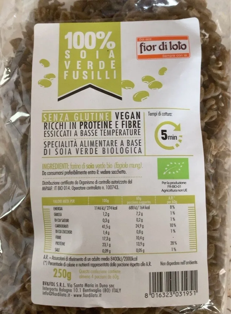 100% soia verde fusilli