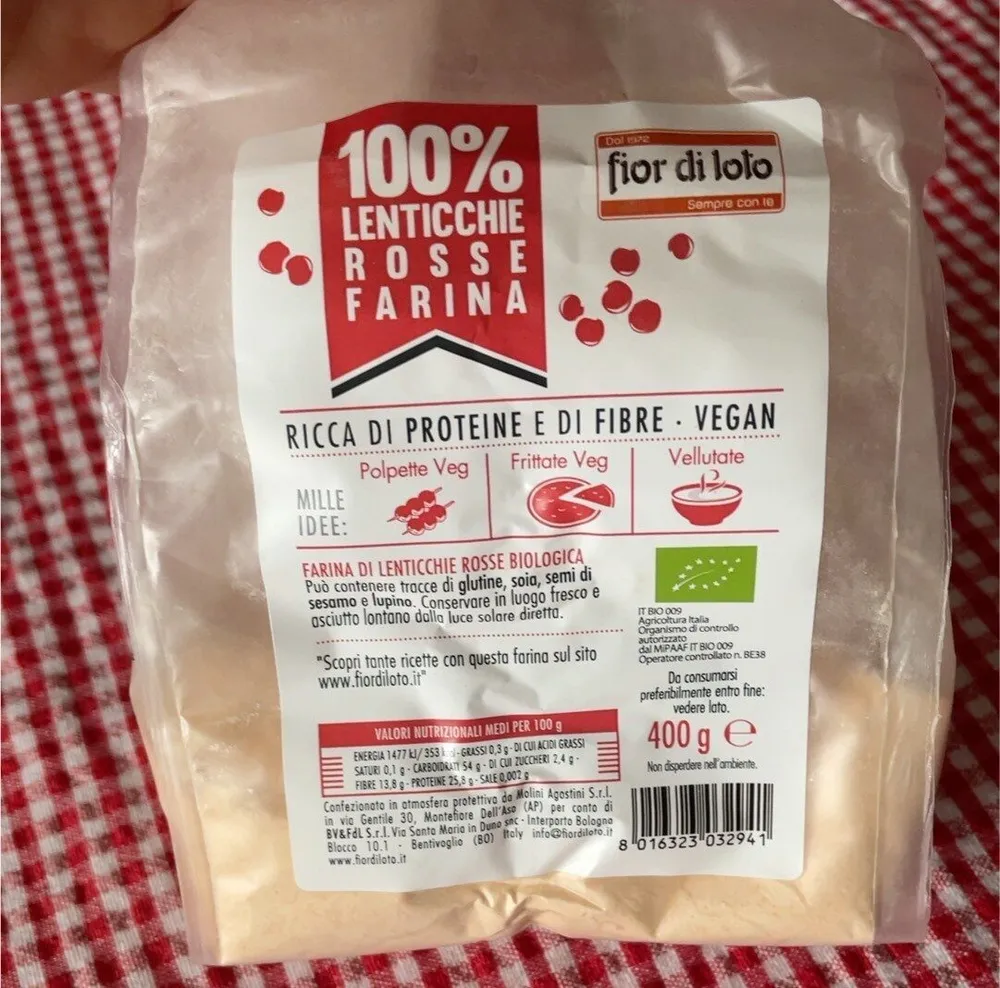 Farina di lenticchie rosse 100%
