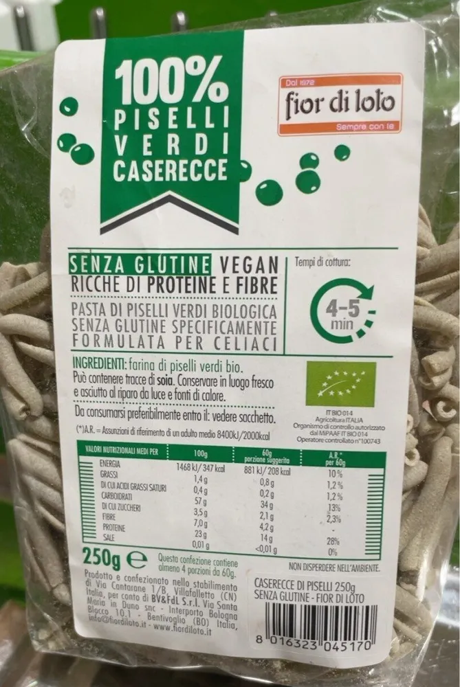 100% piselli verdi caserecce