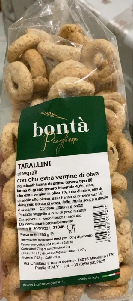 Tarallini integrali all olio extravergine d’oliva