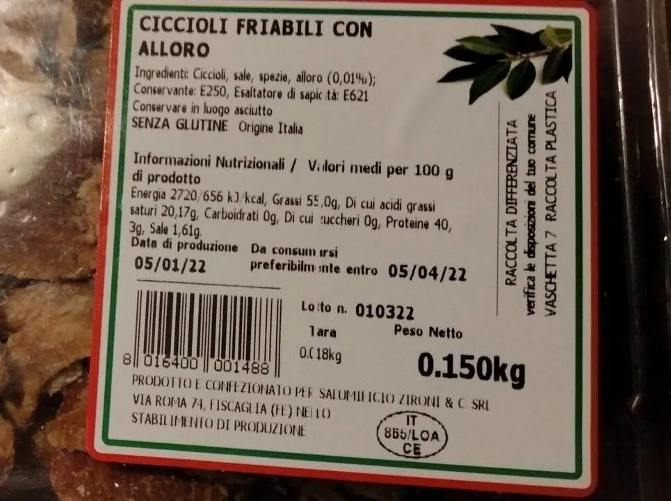 Ciccioli Friabili con alloro