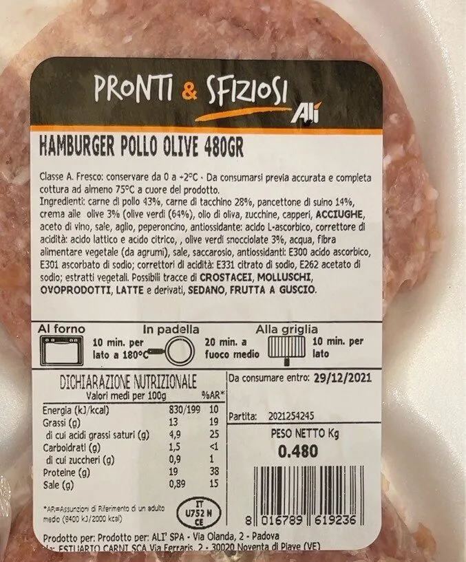 Hamburger pollo olive