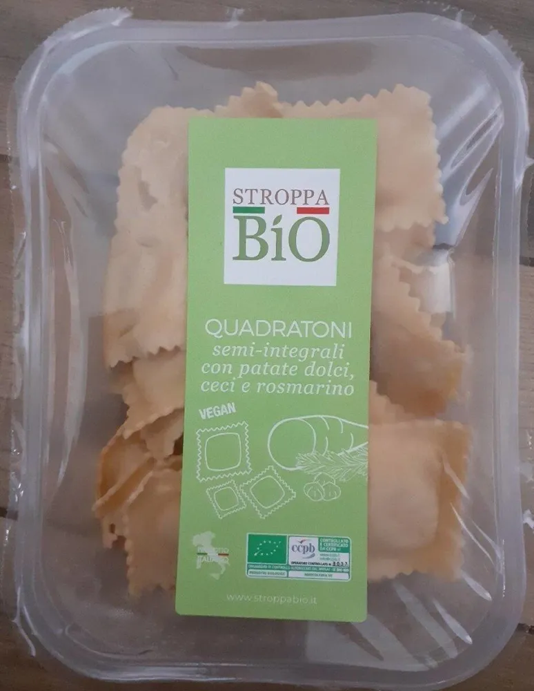 Quadratoni avec pomme de terre douce, pois chiches et romarin