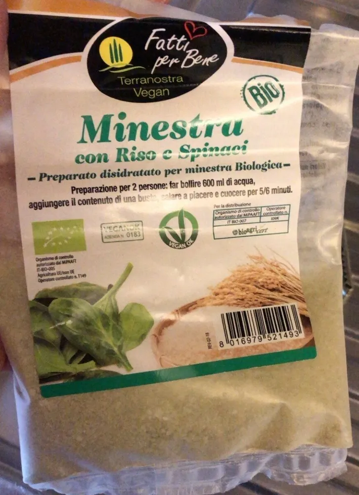 Minestra con rido e spinaci