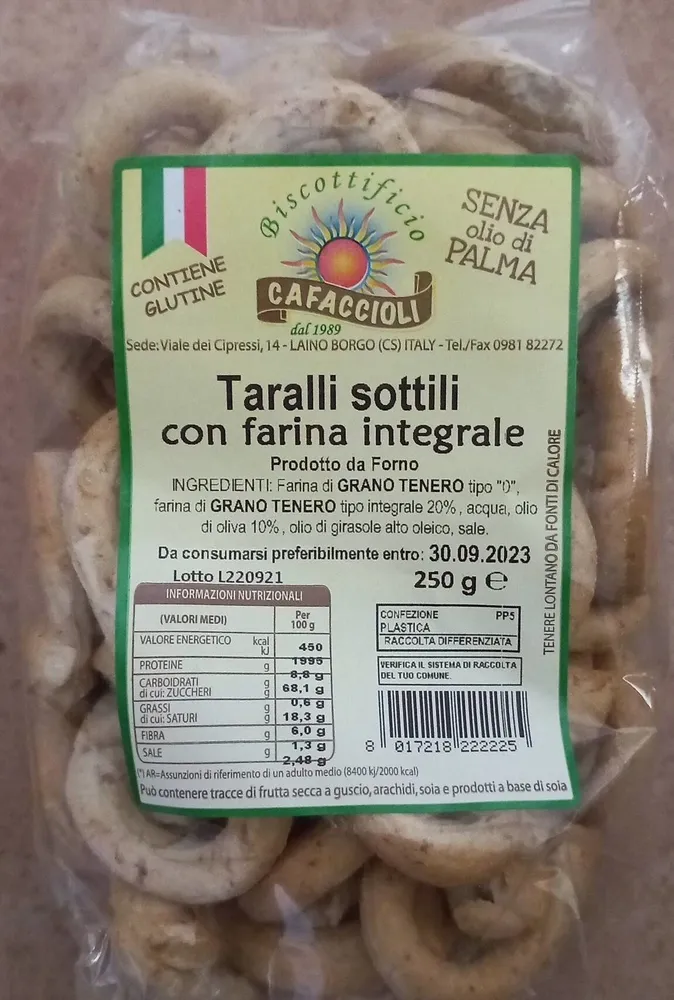 Taralli sottili con farina integrale