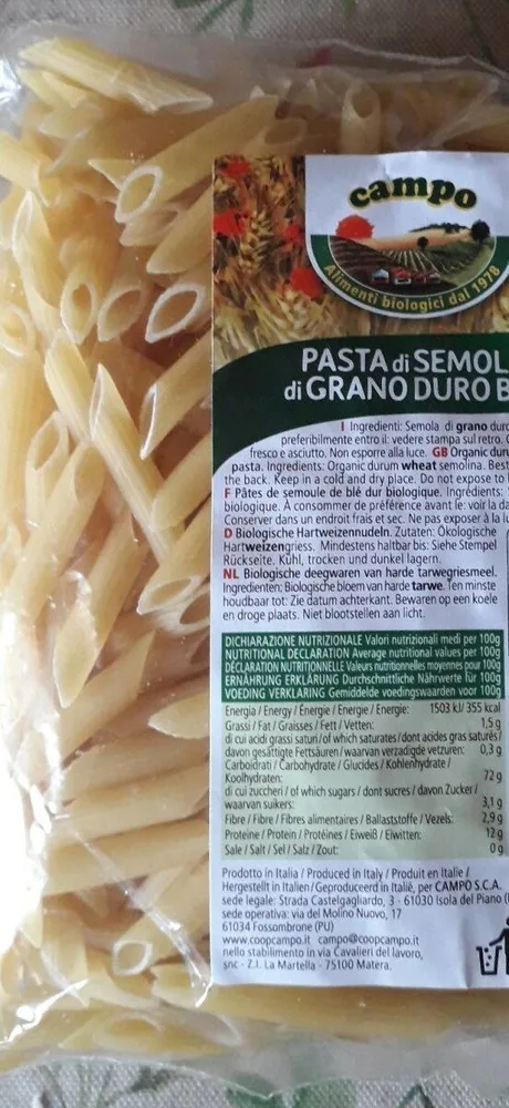 Pasta di semola di grano duro bio