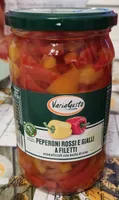 Peperoni rossi e gialli a filetti aromatizzati con aceto di vino