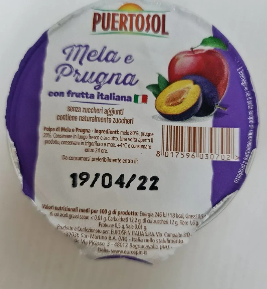 Polpa di mela e prugna
