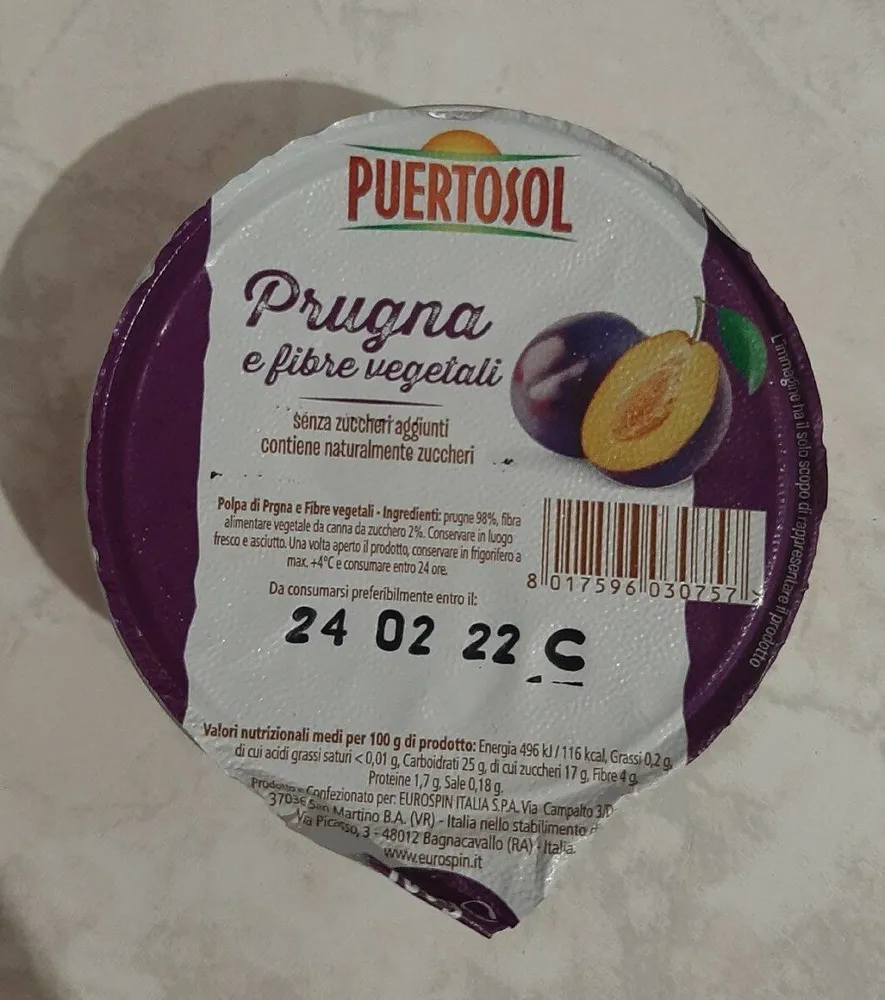 Polpa di prugne e fibre vegetali