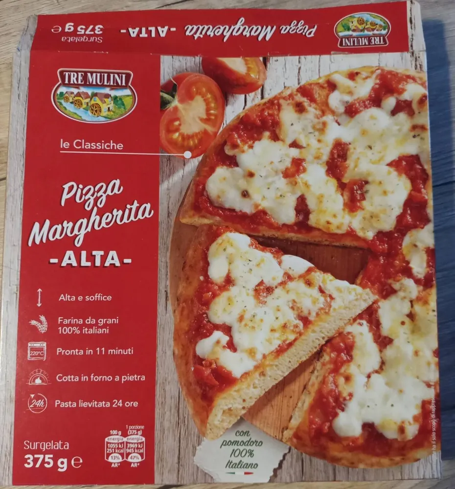 Pizza margherita alta