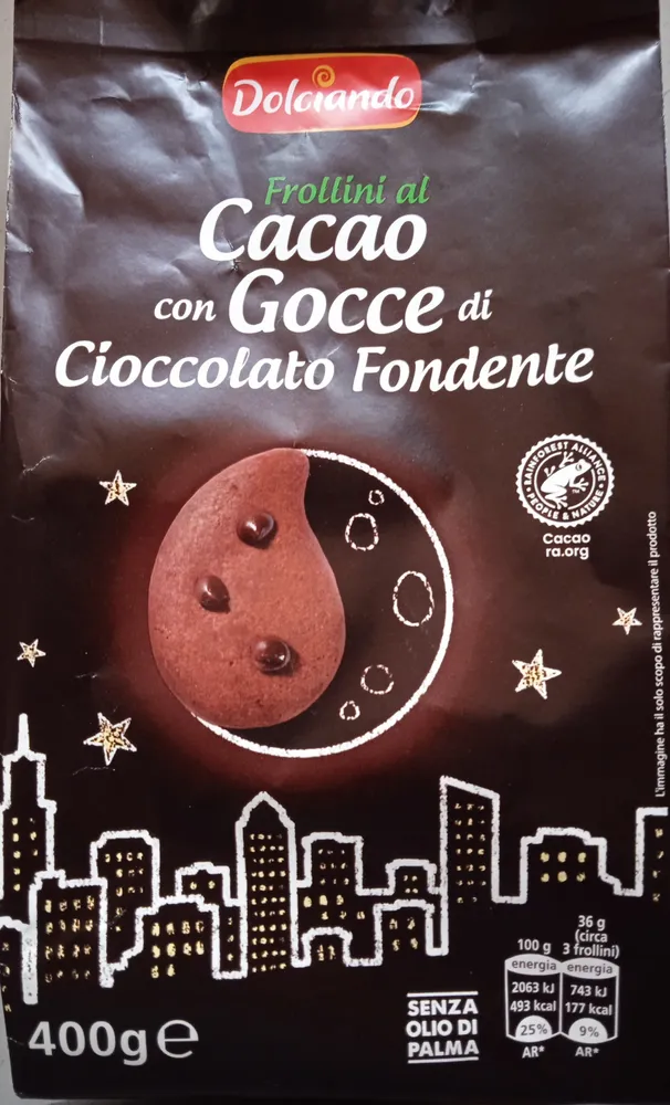 Frollini al cacao con Gocce di Cioccolato Fondente
