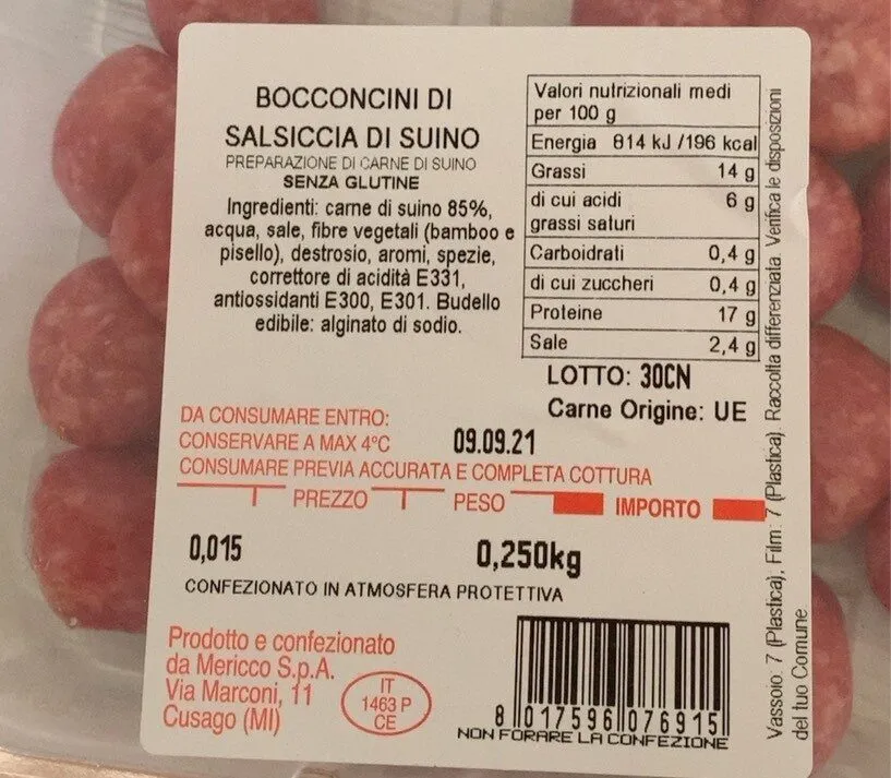 bocconcini di salsiccia di suino