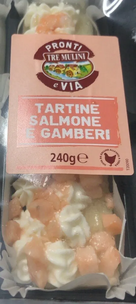 Tartine salmone e gamberi