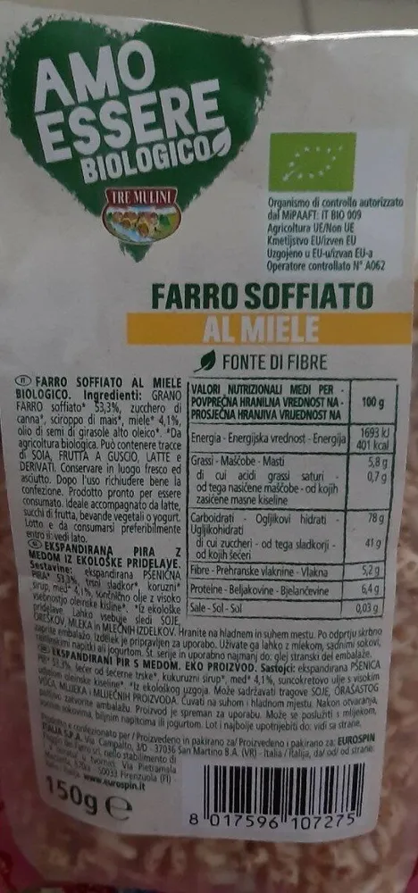 Farro soffiato al miele