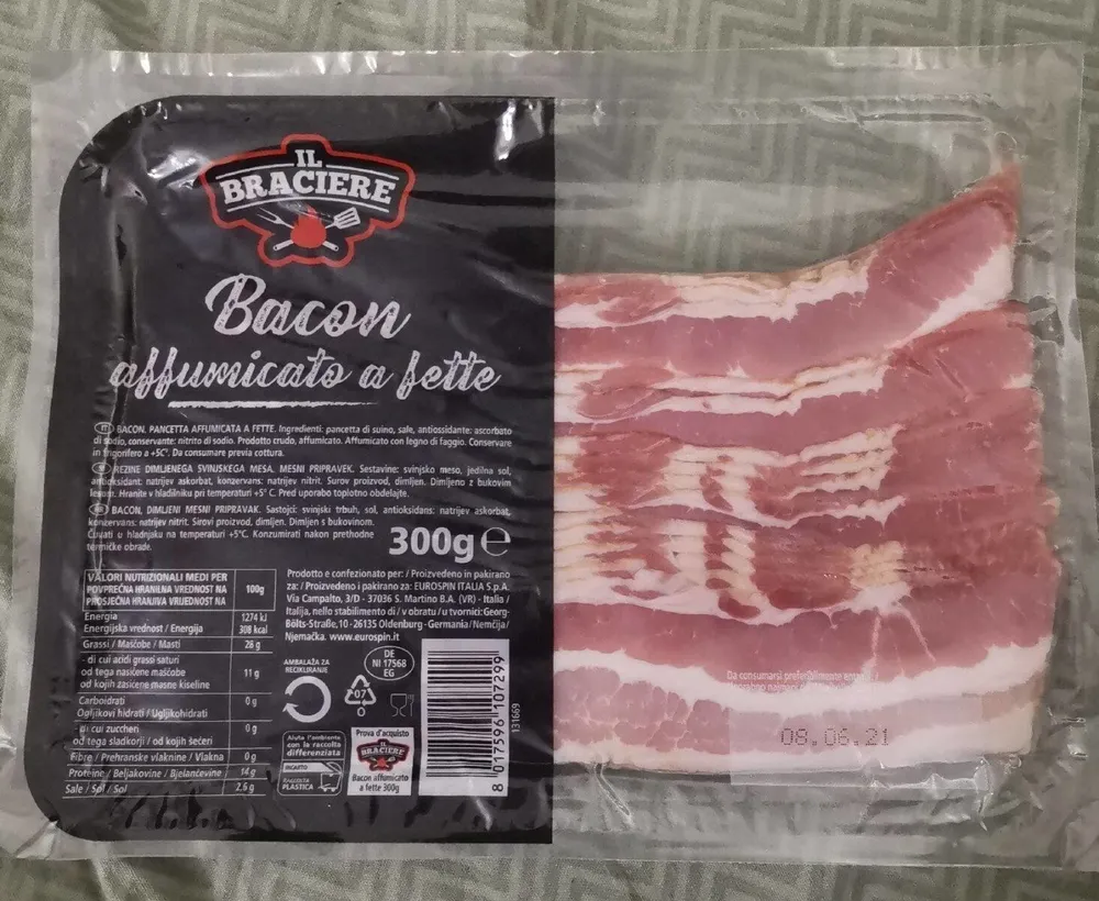 Bacon affumicato a fette